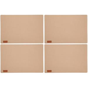 6x Stuks Rechthoekige Placemats Met Ronde Hoeken Polyester Beige 30 X 45 Cm - Placemats