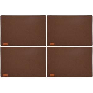 6x Stuks Rechthoekige Placemats Met Ronde Hoeken Polyester Cappuccino Bruin 30 X 45 Cm - Placemats