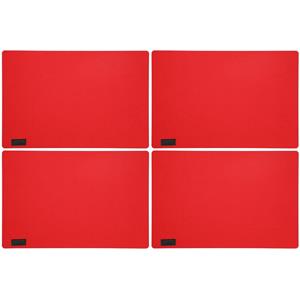 6x Stuks Rechthoekige Placemats Met Ronde Hoeken Polyester Rood 30 X 45 Cm - Placemats