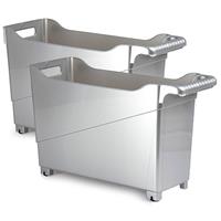 Forte Plastics Set Van 2x Stuks Kunststof Trolleys Zilver Op Wieltjes L45 X B17 X H29 Cm - Opberg Trolley