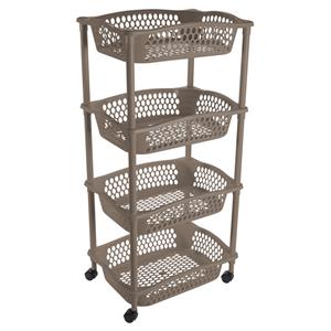 Hega Hogar Keuken Opberg Trolleys/roltafels Met 4 Manden 86 Cm Taupe/beige - Opberg Trolley