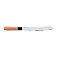 KAI Seki Magoroku Red Wood Brotmesser 22,5 cm - Carbon 1K6 Stahlklinge - Griff Pakkaholz