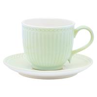 Greengate Becher »Greengate Tasse mit Untertasse ALICE PALE GREEN Grün«