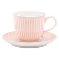 Greengate Becher »Greengate Tasse mit Untertasse ALICE PALE PINK Rosa«