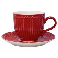 Greengate Becher »Greengate Tasse mit Untertasse ALICE ROT«