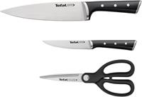 Tefal Messer-Set K232S355 Ice Force, (Set, 3 tlg.), Kochmesser, Universalmesser, Küchenschere, Klinge aus deutschem Edelstahl, lang anhaltende Schneidleistung und Schärfe
