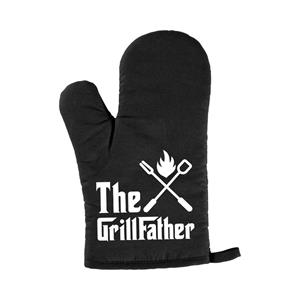 Bellatio The Grillfather Bbq Handschoen/ Barbecue Want Zwart Heren - Vaderdag Cadeau - Ovenwanten