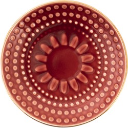 Gebaksbord Ø 13*2 Cm Rood Keramiek Theezakjeshouder Schaaltje Rood Theezakjeshouder Schaaltje