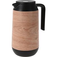 Excellent Houseware 1x Koffie/thee thermoskan houtlook 1000 ml - Isoleerkannen voor warme / koude dranken