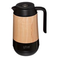 5Five Koffie/thee thermoskan/isoleerkan 1 liter houtlook - Thermoskannen