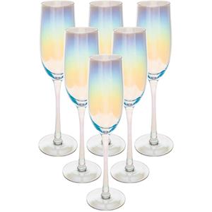 Secret de Gourmet Set Van 6x Champagneglazen/flutes Parelmoer Fantasy 210 Ml Van Glas - Champagneglazen