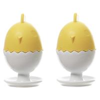Cosy & Trendy 4x stuks eierdopjes van porselein multi-kleur 6 cm - Houders voor gekookte eieren - Ontbijt en lunch Pasen tafeldecoratie