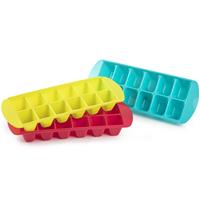 Forte Plastics 3x stuks IJsblokjes/ijsklontjes bakjes in 3 felle kleuren 29 x 11 x 4 cm - Geel, roze en aqua-blauw - ijsklontjes maken