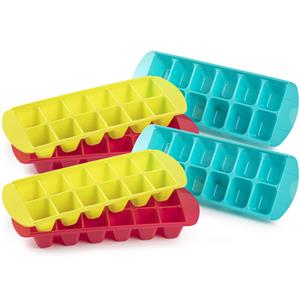 Forte Plastics 6x stuks IJsblokjes/ijsklontjes bakjes in 3 felle kleuren 29 x 11 x 4 cm - Geel, roze en aqua-blauw - ijsklontjes maken