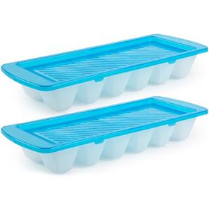 Forte Plastics 5x IJsblokjes/ijsklontjes vormen met deksel Blauw