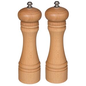 5five Set van 2x stuks pepermolens/zoutmolens hout beige 22 cm - Pepermaler/zoutmaler - Kruiden en specerijen vermalers