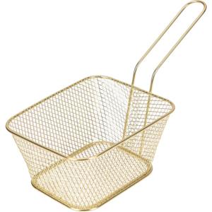 1x Gouden patat/snack serveermandjes/frituurmandjes 24 cm - Tafeldecoratie - Patat/snack serveren in een mandje