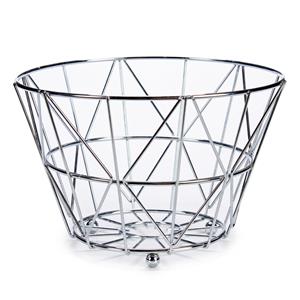 Arte r Metalen fruitmand/fruitschaal zilver rond 24 x 15 cm - Fruitschalen