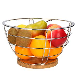 Gerim Metalen fruitschaal/fruitmand zilver rond 26 cm - Fruitschalen/fruitmanden - Basic model