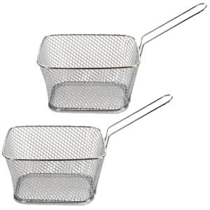 Arte R Set van 4x stuks patat/snack serveermandje/frituurmandje van ijzer 23 cm - Aperitief draadmandjes - Bijgerechten serveren