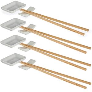 Kinvara Bamboe/keramiek Sushi servies/serveerset voor 8 personen 24-delig - Sushi eetset