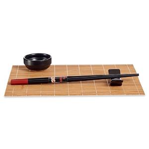 Kinvara Bamboe/keramiek Sushi servies/serveerset voor 6 personen 24-delig - Sushi eetset zwart