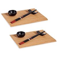 Kinvara Bamboe/keramiek Sushi servies/serveerset voor 8 personen 32-delig - Sushi eetset zwart
