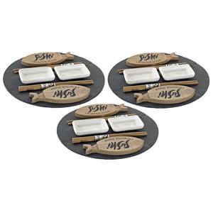 Items Keramieken sushi servies/serveerset voor 6 personen 9-delig - Sushi eetset