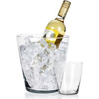 Trendoz Wijnfles koeler/wijnkoeler transparante glas 19 x 20 cm - Flessenkoeler - Wijnkoeler - IJsemmer
