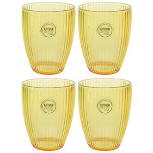 Decoris Set van 6x stuks kunststof bekers goud/geel 200 ml