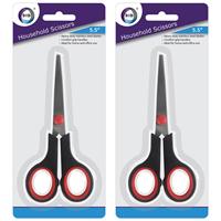 Set van 2x stuks huishuid/keuken schaar metaal/kunststof 14 cm - Keuken/huis/kantoor basics scharen met comfort grip