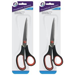 Set van 2x stuks huishuid/keuken schaar metaal/kunststof 19 cm - Keuken/huis/kantoor basics scharen met comfort grip