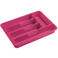 Bestekbak/bestekhouders 5-vaks fuchsia roze - 34 x 25 x 4 cm - Keuken opberg accessoires