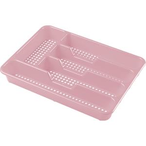 Hega Hogar Kunststof bestekbak/bestekhouders 5-vaks oud roze - 34 x 25 x 4 cm - Keuken lades opbergers - vakverdelingen