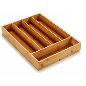 Kinvara Bamboe basics houten besteklade/bak van 35.5 x 25.5 x 5 cm - bestekbakken/lades