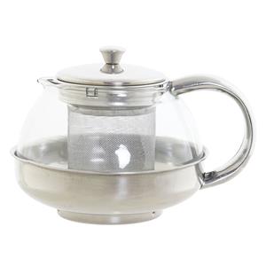 Items Theepot van glas en RVS 600 ml met filter/infuser en handvat