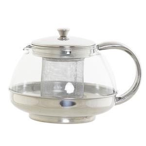 Items Theepot van glas en RVS 1050 ml met filter/infuser en handvat