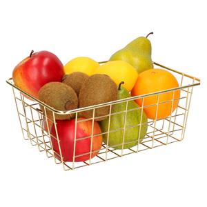 Trendoz Fruitschaal/fruitmand industrieel metaal goud 24 x 18 x 10 cm -