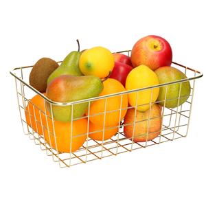 Trendoz Fruitschaal/fruitmand industrieel metaal goud 28 x 22 x 13 cm -