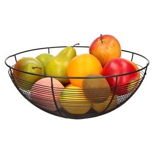 Trendoz Fruitschaal/fruitmand rond zwart metaal 32 cm -