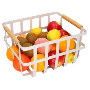 Trendoz Fruitschaal/fruitmand industrieel wit metaal 32 x 25 x 17 cm -