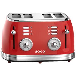 sogohumantechnology SOGO Human Technology 4-Scheiben-Toaster Kontrollleuchte, Toastfunktion Rot (metallic)