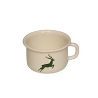 Riess Kaffeeschale Emaille Hirsch Grün beige
