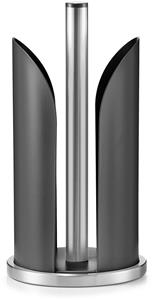 Zeller 1x Luxe zwart/zilveren metalen keukenrolhouders rond half dicht 15 x 31 cm -
