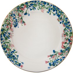 Clayre & Eef Servies Ontbijtbord Ø 21*2 Cm Blauw Porselein Bloemen Eetbord Gebaksbordje Blauw Eetbord Gebaksbordje