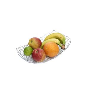 Merkloos Fruitschaal/fruitmand rechthoekig zilver metaal 33 x 19 cm -