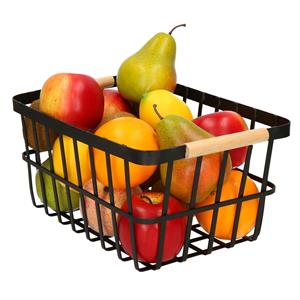 Trendoz Fruitschaal/fruitmand industrieel zwart metaal 30 x 20 x 14 cm -