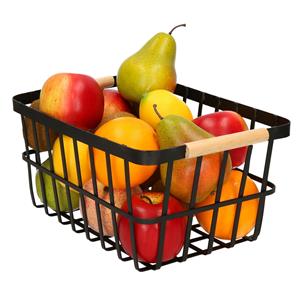 Trendoz Fruitschaal/fruitmand industrieel zwart metaal 30 x 20 x 14 cm -