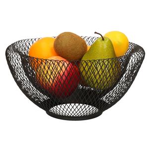 Trendoz Metalen fruitmand/fruitschaal zwart rond 31 x 15 cm -