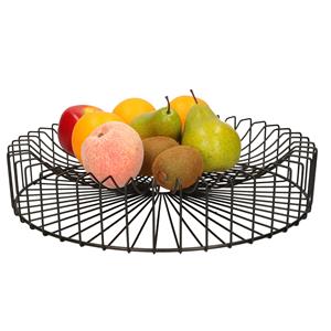 Trendoz Metalen fruitmand/fruitschaal zwart rond groot x 6 cm -